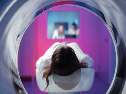 a woman getting an MRI